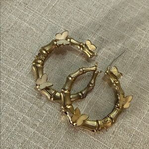 Unique Goldtone and‎ tinkerbell Butterfly Hoop Earrings designer